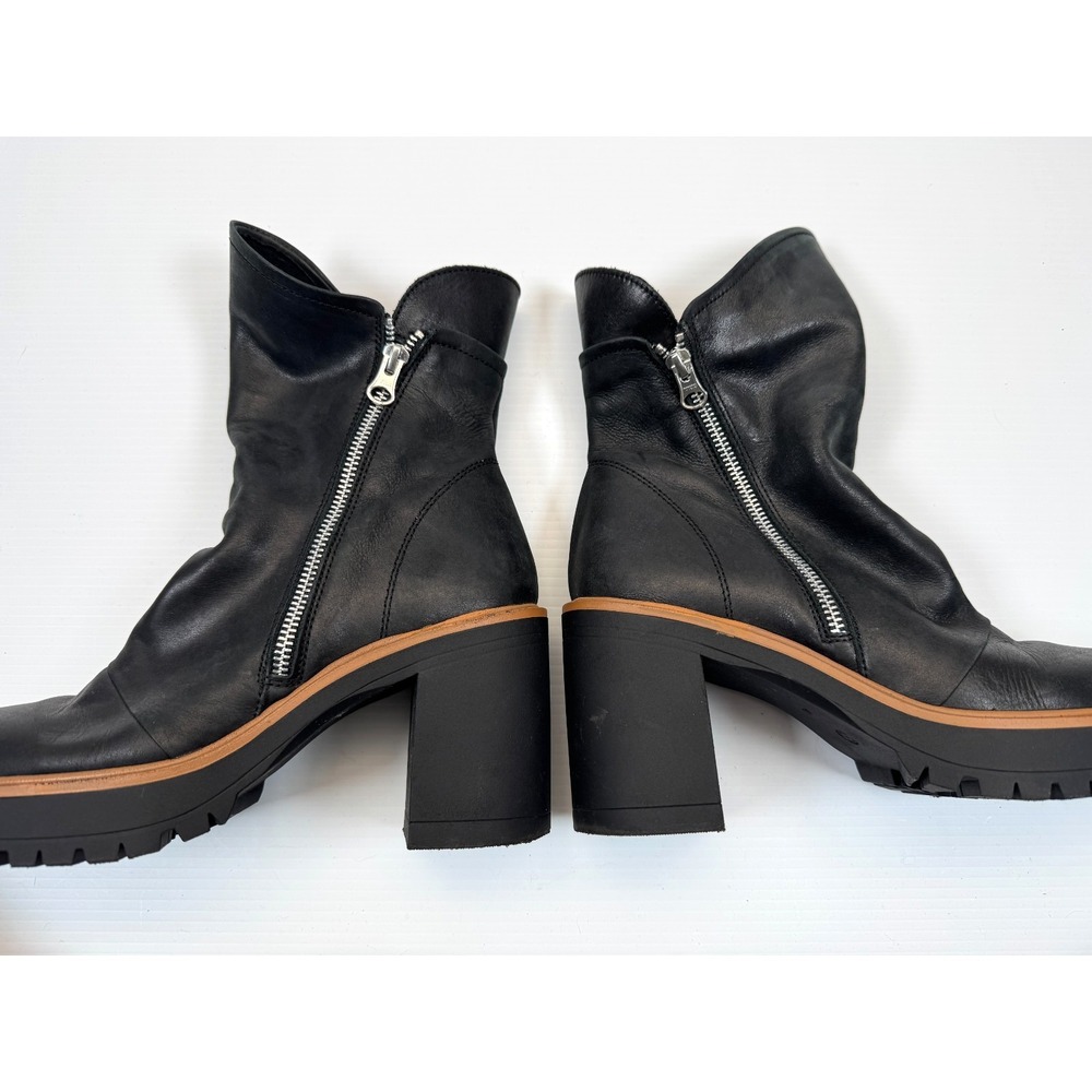 Free people‎ Jack Zip Ankle Boots Women 40 US 9-9.5 EUC Leather Block Heel Black - Picture 12 of 12